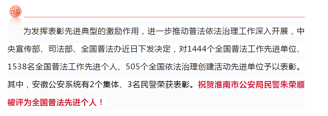 淮南一人入選！全國(guó)先進(jìn)！