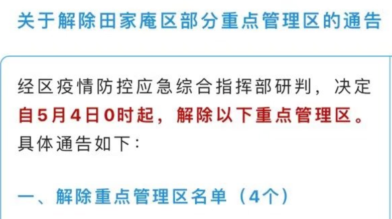 淮南關于解除田區(qū)部分重點管理區(qū)的通告