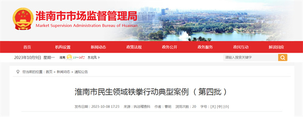 淮南市民生領(lǐng)域鐵拳行動典型案例 （第四批）